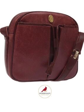 CARTIER Must Line Shoulder
Bag Leather Gold Bordeaux Authentic
